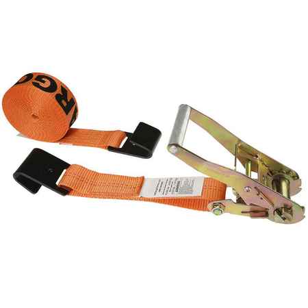 Us Cargo Control 2" x 18' Orange Ratchet Strap w/ Black Flat Hook 5018FH-OR